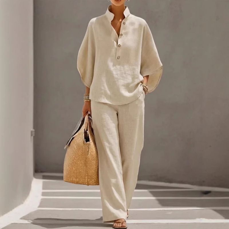 Women's Batwing Sleeve Two-Piece Set, Solid Color Open Front Cardigan & Trousers, Comfortable Office Casual Outfit_ecoleips.com