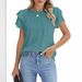 Verve 2025 Women's Formal Casual Summer Pleated Short Sleeve Round Neck Top Business Work Shirt_ecoleips.com