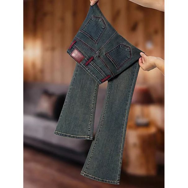 Retro High Waist Flared Jeans For Women Plus Size Slimming Stretchy Youthful Trousers Spring Autumn New Style_ecoleips.com