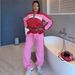 Women's plus Size Sports Suit Long Sleeved Zipper Jacket Color Block Straight Leg Pants Drawstring Embroidery Summer New_ecoleips.com