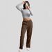 Aria Basics 2025 New Women's Cross-Border Pants For Autumn Winter, European And American Style Solid Color Elastic Waist Corduroy_ecoleips.com