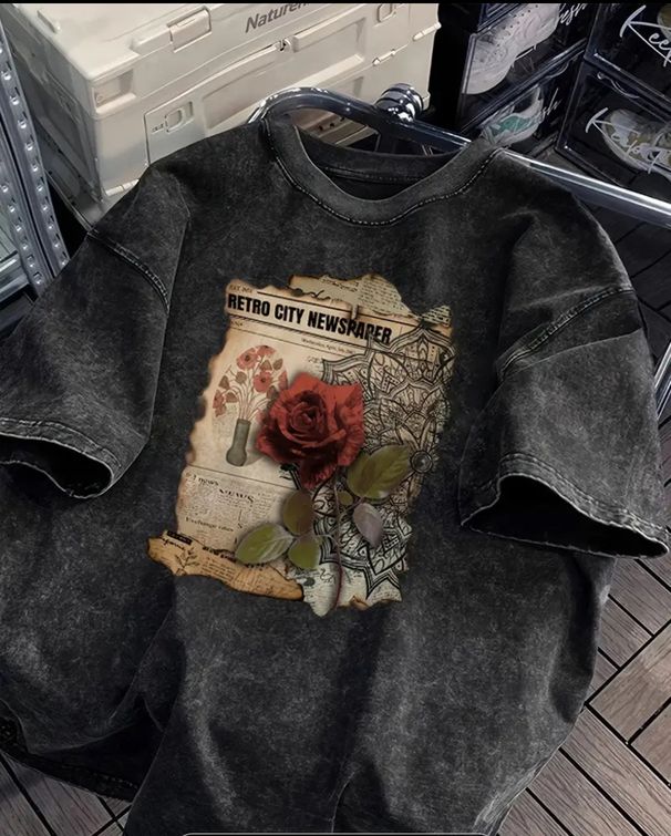 Hip-Hop Washed Vintage Heavyweight Short Sleeve T-Shirt For Men And Women Summer Oversize Retro Trendy Loose Fit Lazy_ecoleips.com