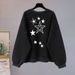 Women's Oversized Pullover Sweatshirt Fleece Lined Thickened Pure Cotton Trendy Design Unique Style Instagram Worthy Top for Autumn Winter_ecoleips.com