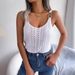 2026 Spring/Summer European And American Casual Metal Buckle V-Neck Hollow Top Vacation Knitwear Cross-Border_ecoleips.com