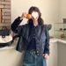2025 Spring And Autumn New Versatile Fashionable Loose Stylish Motorcycle Jacket High-end Leather Coat For Women Short_ecoleips.com