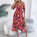Real Shot Of Spring/summer European And American Off-shoulder Cross V-neck Floral Strap Long Dress For Vacation._ecoleips.com