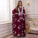 AB462 Fashion New Embroidered Abaya Ladies Dress Muslim Robe Two Piece Set With Belt_ecoleips.com