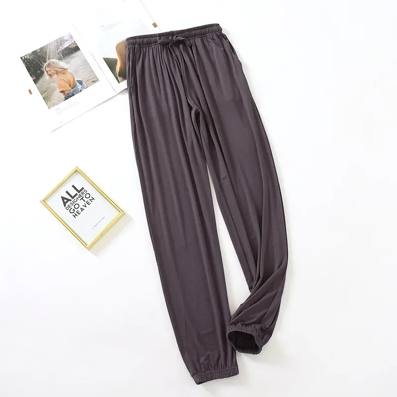 Japanese New Style Home Service Ladies Pants Spring And Summer Thin Modal Loose Large Size Solid Color Home Pants Women Bottoms_ecoleips.com