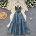 Premium High-End Denim Dress Backless Strapless Bow Tie Waist Slimming Fit Niche Selection Hollow out_ecoleips.com
