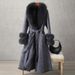 Women's Clothing Rabbit Fur Coat 2024 New Mid Length Fur Women's Over The Knee Fox Fur Collar Coat Slim Fit_ecoleips.com