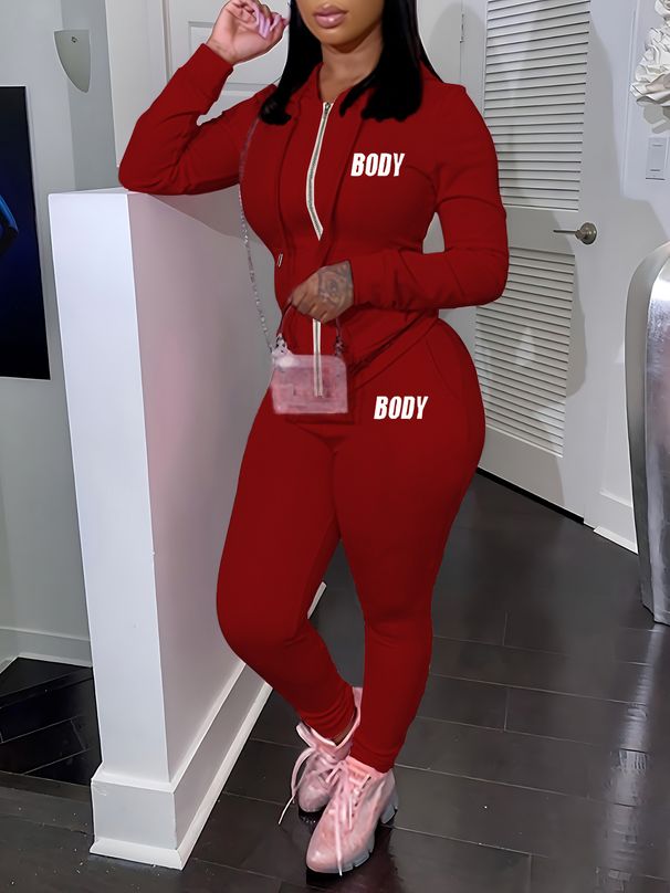 Women's Clothing 2024 New Sweatshirt Women's Two Piece Hoodie Letter Printing Casual Printing Sports Suit_ecoleips.com