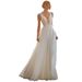 Elegant V-Neck Backless Chiffon Evening Dress - A-Line Wedding Gown For Bride, Beach Party, Formal Banquet (Ivory, Sizes 2-16 )_ecoleips.com