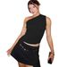 European American Women's Sleeveless One Shoulder Fitted Top Spring Summer 2025 Fashion Sexy Waist Cinching Belted Wholesale Export_ecoleips.com