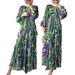 Women's Clothing Round Neck Personalized Printing With Belt Long Elegant Dress_ecoleips.com