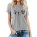 Cross-border Fashion Women's Base Shirt, Plus Size New Heart-print Short-sleeve T-shirt For Women_ecoleips.com
