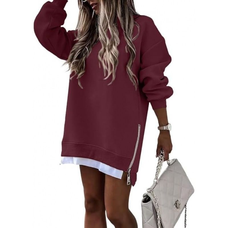 Women's Fashion Zip-Up Hoodie With Contrast Side Panels - Fall Winter Casual Pullover Sweatshirt For Everyday Wear_ecoleips.com