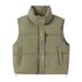 K Fashionable Women's Cotton Vest; Simple, Loose, And Stylish Coat; Thickened Solid Color Sleeveless Shoulder Pad For Women_ecoleips.com