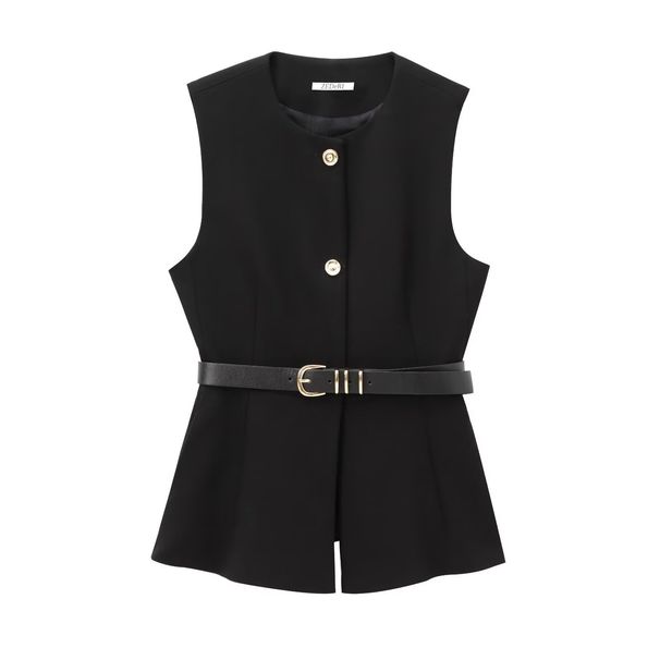 Women's Clothing High End Belt Simple Sleeveless Shirt Layered Waist Vest For Women_ecoleips.com