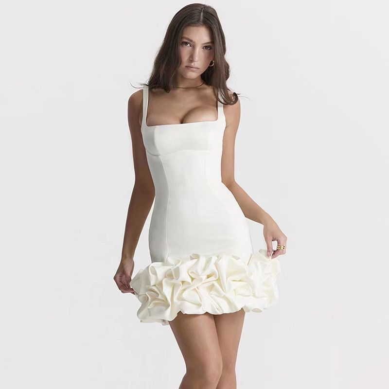 Women's Clothing Sexy Suspenders Slim Backless Hot Girl Short Skirt Dress_ecoleips.com