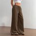 2026 New European And American Pure Cotton Fashion Casual Solid Color Loose Wide-Leg Floor-Length_ecoleips.com