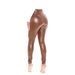 High Waist Stretch Pu Leather Pants For Women - Slim Fit Biker Pants With Elastic Comfort, Fashionable & Versatile (Black, Coffee)_ecoleips.com