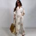 K New Elegant And Sexy V-neck Top+printed Wide Leg Pants Two-piece Set_ecoleips.com