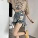 Vintage Distressed Denim Shorts Women, Unique Design, Ripped Frayed Hem Pants, New Summer High-waisted Hot Pants For_ecoleips.com
