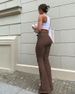Women's Clothing Spot Street Fashion Ripped Edge High Waist Hip Lift Flared Jeans Tall And Slim Casual Trousers_ecoleips.com