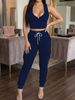 Women's Solid Color Casual Suit For Summer Style Elastic Waist Vest And Pocket Pants Set_ecoleips.com