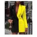 2022 European And American New Style Color-Block Patchwork OL Professional Wear V-Neck Cardigan Small Blazer_ecoleips.com