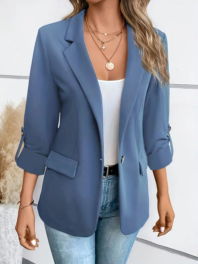 Women's Clothing Fashion Solid Color All match Long Sleeve Suit Jacket Women's Clothing_ecoleips.com