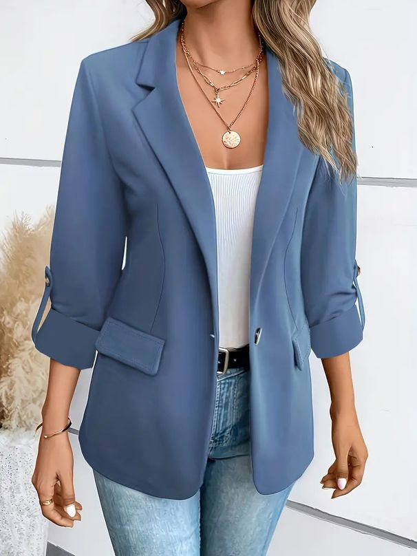 Women's Clothing Fashion Solid Color All match Long Sleeve Suit Jacket Women's Clothing_ecoleips.com