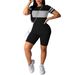 Casual Two-Piece Set For Women: Color-Block Short Sleeve T-Shirt With Matching Shorts, Comfortable Summer Outfit_ecoleips.com
