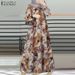 Women's Clothing Robe Vintage Casual Print Muslim dress Full Sleeve O-Neck Robe Elegant Party Dress_ecoleips.com