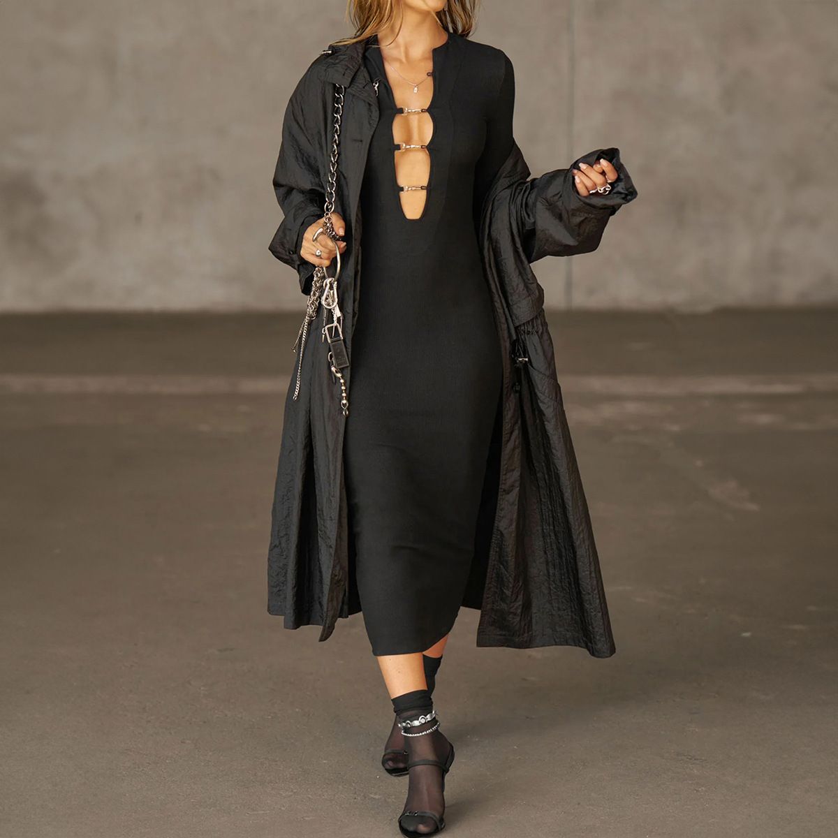 Women's Clothing Elegant Slim Fitting Women's Dress Sexy Autumn Winter_ecoleips.com