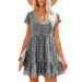 2022 European And American Spring/Summer Independent Website V-neck Buttoned Small Floral Short-sleeved Loose_ecoleips.com