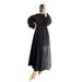 Women's Clothing Hepburn Style Solid Color Round Neck Tie Waist Long Skirt_ecoleips.com