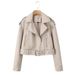 Vintage Biker Jacket Women – Faux Leather Cropped Pilot Jacket With Belt (XS/S/M/L/XL, Khaki/Black/Beige/Bronze/Silver)_ecoleips.com