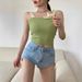 Women's High-waisted Slim Denim Shorts, Thin Wide-leg Three-quarter Pants, New Spring Style, Tight Straight Pants For_ecoleips.com