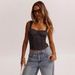 Elegant Fishtail Bra Polka Dot Print Underwire Women's Top For Parties Dates_ecoleips.com