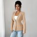 Elegant Women's Button-Up Blazer Jacket - Autumn Winter Office Wear, V-Neck Long Sleeve, Polyester Woven, S/M/L/Xl_ecoleips.com