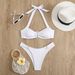 Solid Color Bikini Set - Sexy Low Back Ribbed Two-Piece Swimsuit For Women_ecoleips.com