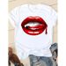 Foreign Trade Women's Clothing, Printed Summer Fashion Colorful Lips T-shirt_ecoleips.com