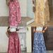 Elegant Floral Print Summer Dress For Women Loose Fitting Mid-Length A-Line Skirt With Fitted Waist Spring/Autumn Regular Size_ecoleips.com