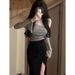 Pure Desire Style Sexy Outfit For Women Spring Summer Black Slit Strap Dress Gray Ruched Short T-Shirt Two-Piece Set_ecoleips.com