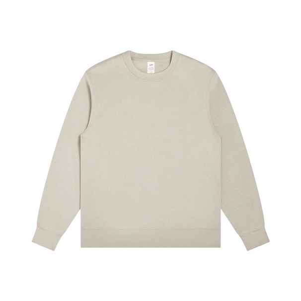 400g American Style Fleece Lined Crewneck Sweatshirt Women, Oversized Autumn Winter Clothing For Men, Solid Color_ecoleips.com