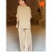 Women's Clothing Suits Fashionable Temperament Casual V Neck Short Sleeved Wide Leg Pants Suit_ecoleips.com