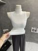 Women's Sleeveless High Neck Knitted Vest Top Sexy Tight Fitting T-Shirt for Layering_ecoleips.com