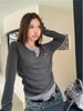 Women's Two-Piece Long Sleeve T-Shirt Autumn Winter Inner Wear Slim Fit Slimming American Retro Base Shirt_ecoleips.com