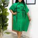 Women's Fashionable Loose Collared Shirt D3334 Short Sleeved Mid Length Cross Border Dress 2025 Foreign Trade Clothing_ecoleips.com